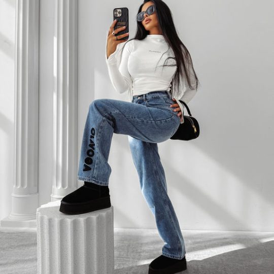 nido kék női divatos farmer